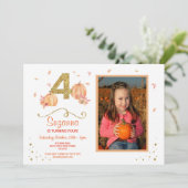 パンプキンフォー誕生日第4秋パーティーフォト招待状 招待状 (スタンド正面)