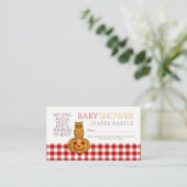 パンプキンフクロウ&ギンガムベビーおむつラッフルチケット エンクロージャーカード (スタンド正面)