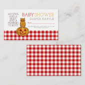 パンプキンフクロウ&ギンガムベビーおむつラッフルチケット エンクロージャーカード (正面/裏面)