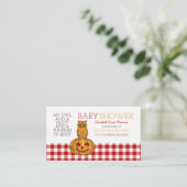 パンプキンフクロウ&ギンガムベビーシャワーギフトレジストリ エンクロージャーカード (スタンド正面)