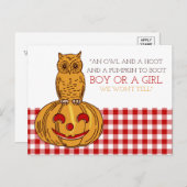 パンプキンフクロウ&ギンガム新生児発表 案内ポストカード (正面/裏面)