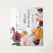 パンプキンフラワーの秋のブライダルシャワー背景看板 タペストリー (正面)