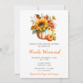 パンプキンフラワーブーケブライダルシャワー 招待状 (正面)