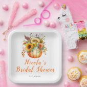 パンプキンフラワーブーケ ブライダルシャワー ペーパープレート (パーティー)