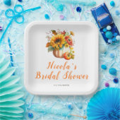 パンプキンフラワーブーケ ブライダルシャワー ペーパープレート (パーティー)