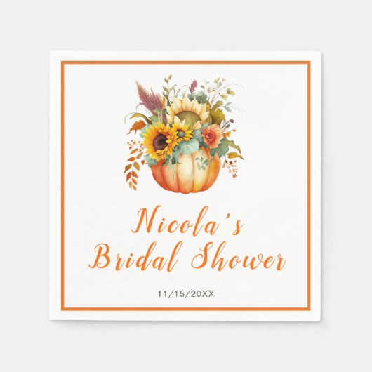 パンプキンフラワーボウquet ブライダルシャワー スタンダードカクテルナプキン (正面)