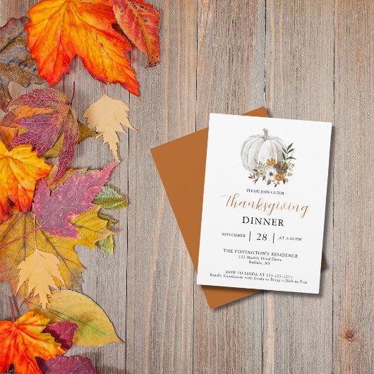 パンプキンフラワー感謝祭ディナー 招待状