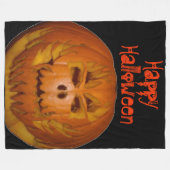 パンプキンフレーミングスカル フリースブランケット (正面(横))