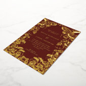 パンプキンフレーム秋の結婚式バーガンディ&ゴールドフォイル 箔招待状 (回転した状態)