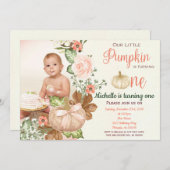 パンプキンフローラファースト誕生日素朴招待状 招待状 (正面/裏面)