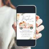 パンプキンフローラルトラック水彩ベイビーシャワー 招待状