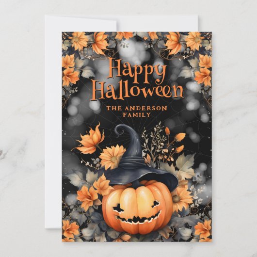 パンプキンフローラル ハッピーハロウィンカード シーズンカード (正面)
