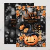 パンプキンフローラル ハッピーハロウィンカード シーズンカード (正面/裏面)