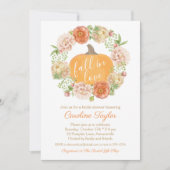 パンプキンフローラル 秋の恋 秋のブライダルシャワー 招待状 (正面)