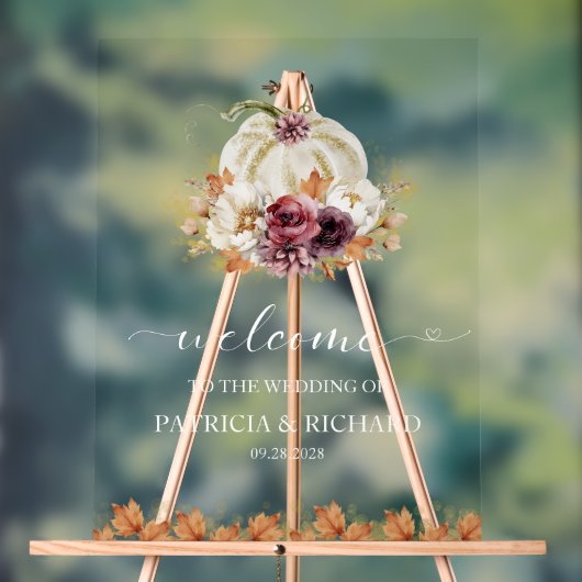 パンプキンフローラ秋の結婚式ウェルカムサイン アクリルサイン (ニュートラル)