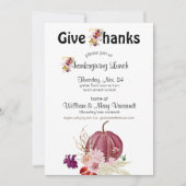 パンプキンフローラ金ゴールドホワイトサンクスギビング招待状 招待状 (正面)