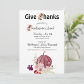 パンプキンフローラ金ゴールドホワイトサンクスギビング招待状 招待状 (スタンド正面)