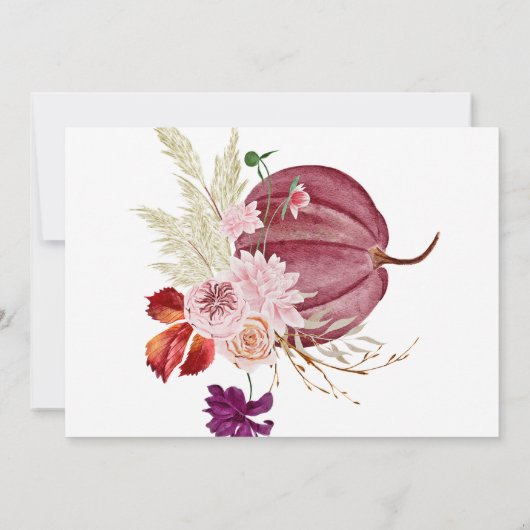 パンプキンフローラ金ゴールドホワイトサンクスギビング招待状 招待状 (裏面)