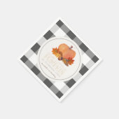 パンプキンブラックバッファローチェック誕生日ナプキンス スタンダードカクテルナプキン (角)