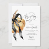 パンプキンブラックボウバースデーパーティーの招待 招待状 (正面)