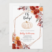 パンプキンブルガンディマルサラフローラオ赤ちゃんシャワー 招待状 (正面/裏面)