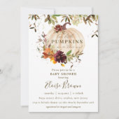 パンプキンブルゴーニュオレンジフローラツインズベビーシャワー  招待状 (正面)