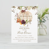 パンプキンブルゴーニュオレンジフローラツインズベビーシャワー  招待状 (スタンド正面)