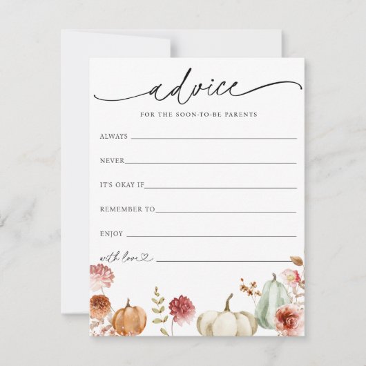 パンプキンブルゴーニュフローラベビーアドバイスカード 招待状 (正面)