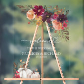 パンプキンブルゴーニュフローラ秋の結婚式ウェルカム アクリルサイン (ニュートラル)