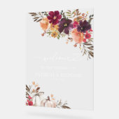 パンプキンブルゴーニュフローラ秋の結婚式ウェルカム アクリルサイン (傾斜)