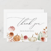 パンプキンブルゴーニュ花ブライダルシャワーありがとう サンキューカード (正面/裏面)