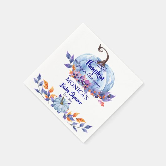 パンプキンブルーの男の子の赤ちゃんシャワー スタンダードカクテルナプキン (角)