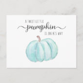 パンプキンブルーウォーター色男の赤ちゃんバーチャルシャワー インビテーションポストカード (正面)