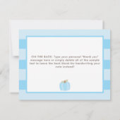 パンプキンブルーオーボーイ秋ベイビーシャワーありがとう サンキューカード (裏面)