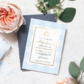 パンプキンブルーギンガムベビーシャワーフォイル招待状 箔招待状