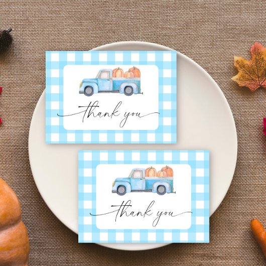 パンプキンブルートラックサンキューカード サンキューカード