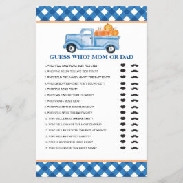 パンプキンブルートラックベビー推測誰が赤ちゃんシャワーゲーム チラシ