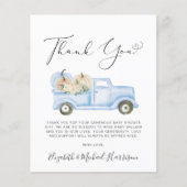 パンプキンブルートラック男の赤ちゃんシャワーサンキューカード (正面)