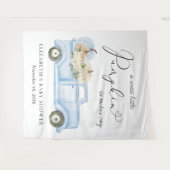 パンプキンブルートラック男の赤ちゃんシャワーフォトバックグラウンド タペストリー (正面(横))