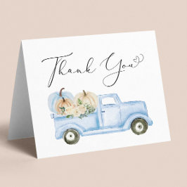 パンプキンブルートラック男の赤ちゃんシャワー サンキューカード