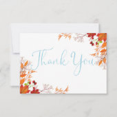 パンプキンブルートラック秋ベビーシャワーサンキューカード (正面)