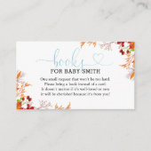 パンプキンブルートラック秋ベビーシャワーブックベビー エンクロージャーカード (正面)