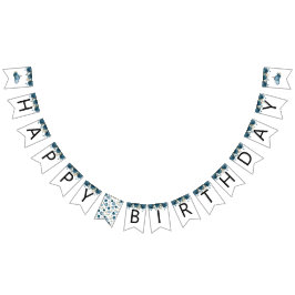 パンプキンブルーフローラハッピーバースデーパーティーデコール バンティングフラッグ