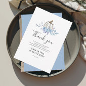 パンプキンブルーフローラベビーシャワーありがとう ノートカード