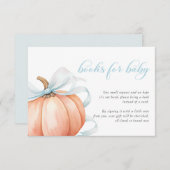 パンプキンブルーボウベビーシャワーブックベビー エンクロージャーカード (正面/裏面)