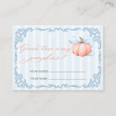 パンプキンブルーボウ赤ちゃんシャワーの数 エンクロージャーカード (正面)