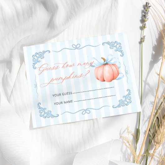 パンプキンブルーボウ赤ちゃんシャワーの数 エンクロージャーカード