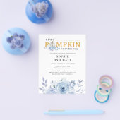 パンプキンブルーボタニックボーイズベビーシャワー招待状 チラシ (シングル)