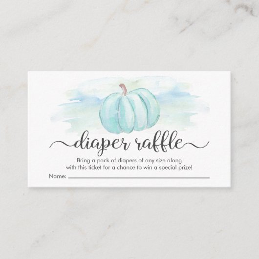 パンプキンブルーミントオムツラッフルベビーシャワー エンクロージャーカード (正面)