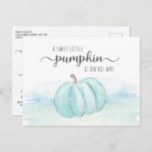 パンプキンブルーミントグリーン男の赤ちゃんシャワーバイメール インビテーションポストカード (正面/裏面)